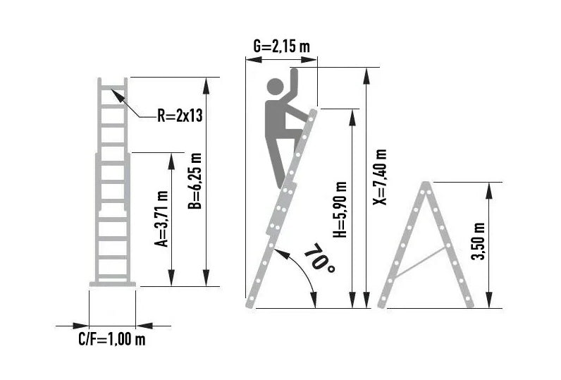 ALUMINUM LADDERS  2x13, model 7513