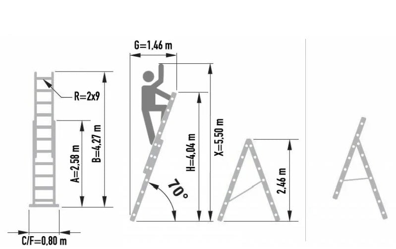 ALUMINUM LADDERS WITH ADJUSTMENT OPTION 2x9, model 7709