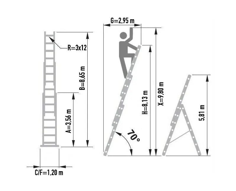 PROFESSIONAL LADDERS 3x12, model 8612